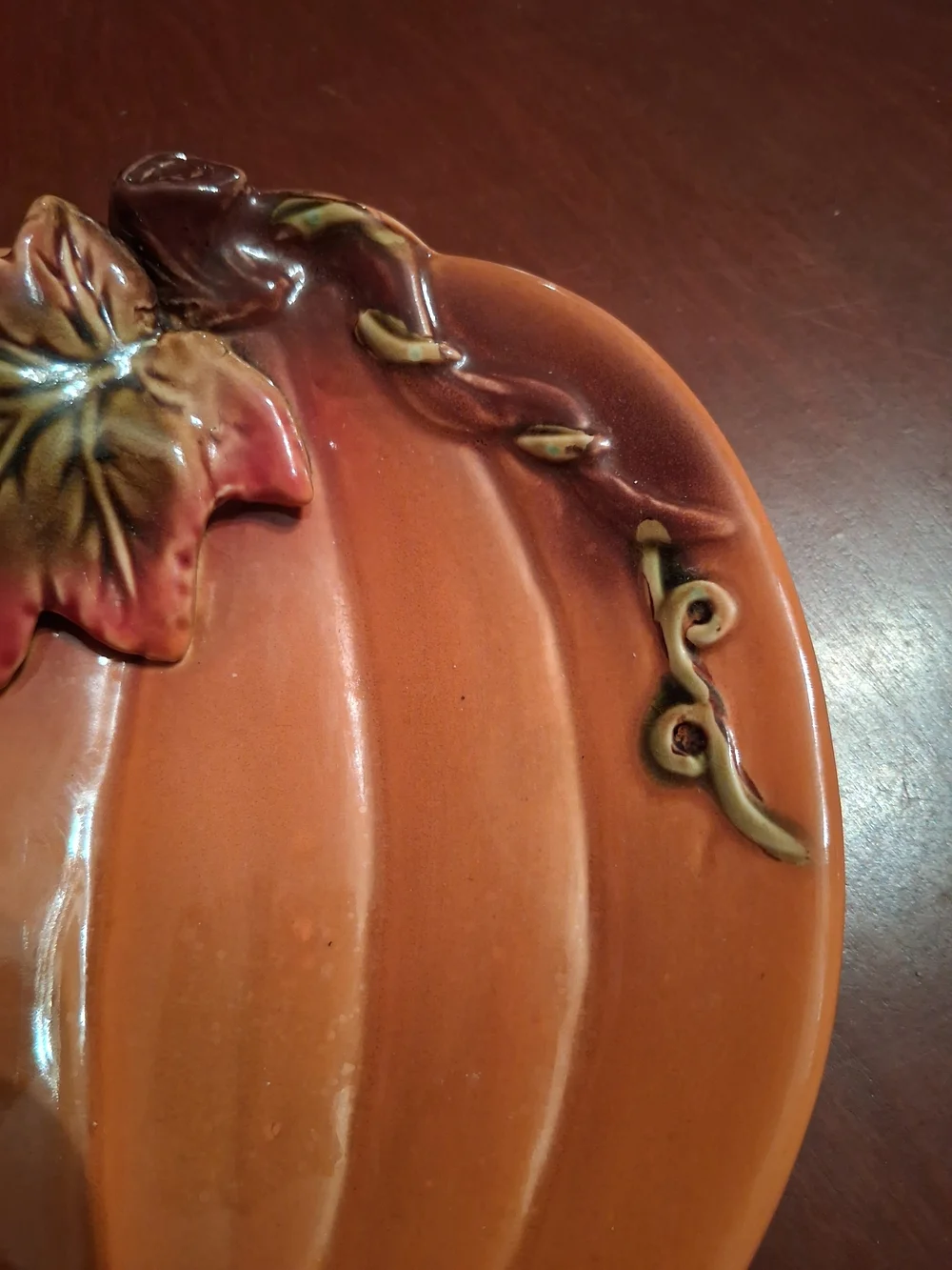 Orange Pumpkin-Shaped Ceramic Serving Plate - Seasonal Table Accent